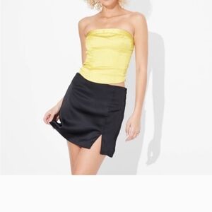 Wild Fable Yellow/Gold Strapless Silky  Crop Top